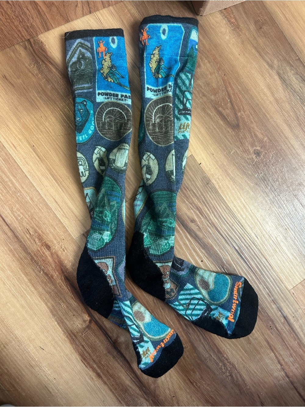 Smartwool Women's Patterned Knee-High Socks in Teal, Blue & Black